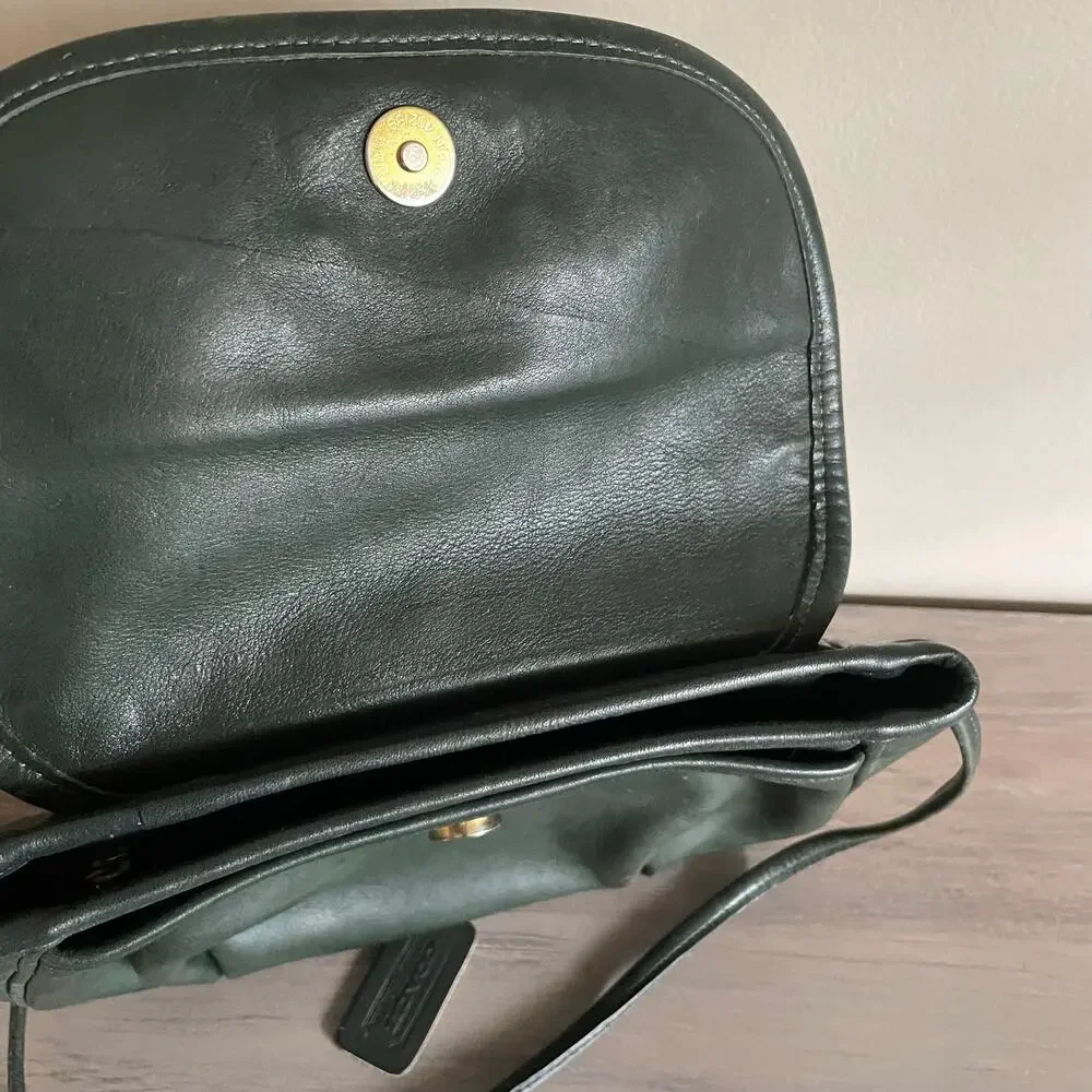 Vintage Coach USA Forest Green Leather Flap Crossbody Bag Legacy Style 120